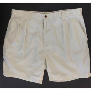 Tommy Bahama Mens Size 40 Off-White Pleat-Front Shorts Soft Cotton Blend Outdoor